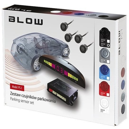Czujniki parkowania BLOW PS-1 z wyświetlaczem LED i buzzerem, 4 sensory 22mm, czarne Blow