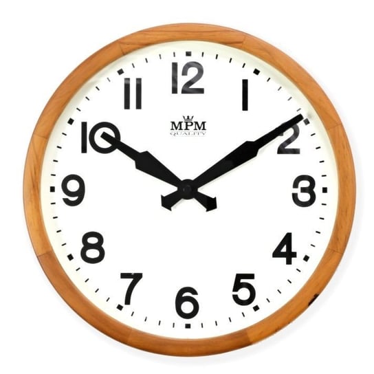 Czytelny drewniany zegar ścienny MPM E07.3661.5000 MPM