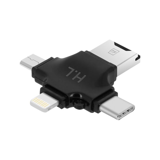 Czytnik kart 4 w 1 USB-C / Lightning / Micro-USB / USB Micro-SD — czarny Avizar