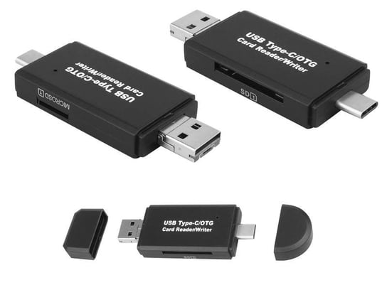 Czytnik kart 5w1 SD / microSD / USB / USB-C / microUSB. Lamex