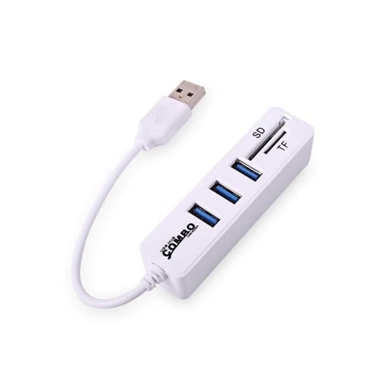 Czytnik kart pamięci USB 2.0 + koncentrator USB - GENERIC - Biały - SD/MMC/MS/M2 Micro SD Inna marka