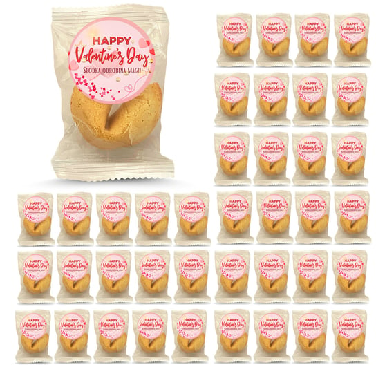 D&D Fun Cookies / Zestaw ciasteczek z wróżbą z naklejką okrągłą "Happy Valentine`s Day" 40 sztuk Inna marka
