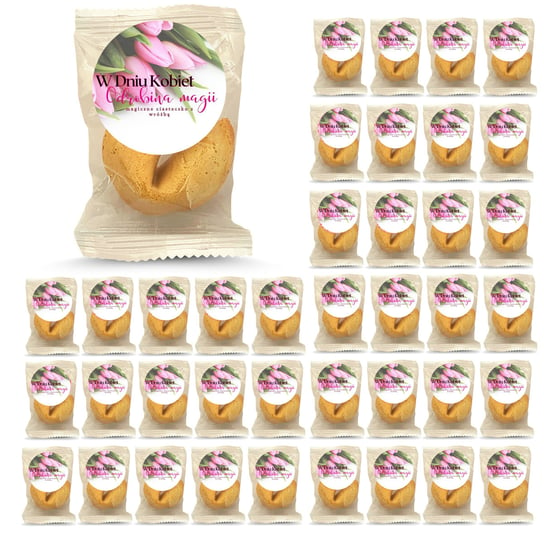D&D Fun Cookies / Zestaw ciasteczek z wróżbą z naklejką okrągłą "W dniu Kobiet tulipany" 40 sztuk Inna marka
