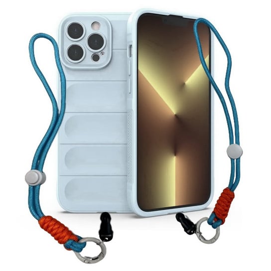 D-Pro 3D Silicone Case Wrist Rope etui ze smyczą na nadgarstek - iPhone 15 (Light Blue) D-pro