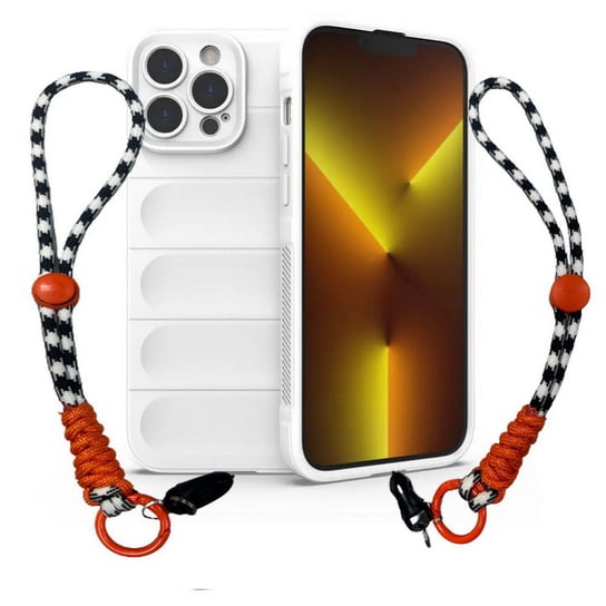 D-Pro 3D Silicone Case Wrist Rope etui ze smyczą na nadgarstek - iPhone 15 Plus (White) D-pro