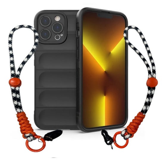 D-Pro 3D Silicone Case Wrist Rope etui ze smyczą na nadgarstek - iPhone 15 Pro (Black) D-pro