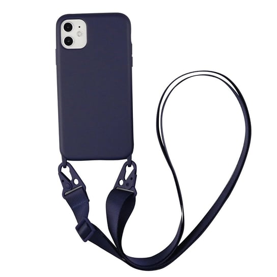 D-Pro Crossbody Silicone Case XL Strap etui z paskiem do iPhone 13 Mini (Navy Blue) D-pro