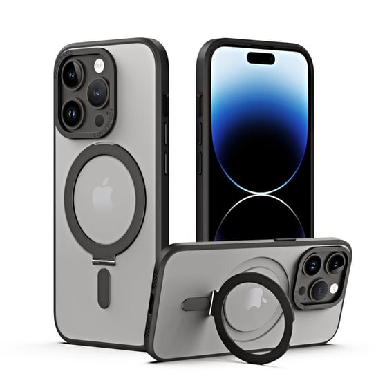 D-Pro Focus Pixel Matte Hybrid Stand MagSafe Case Etui - iPhone 14 Pro (Crystal/Silver) D-pro