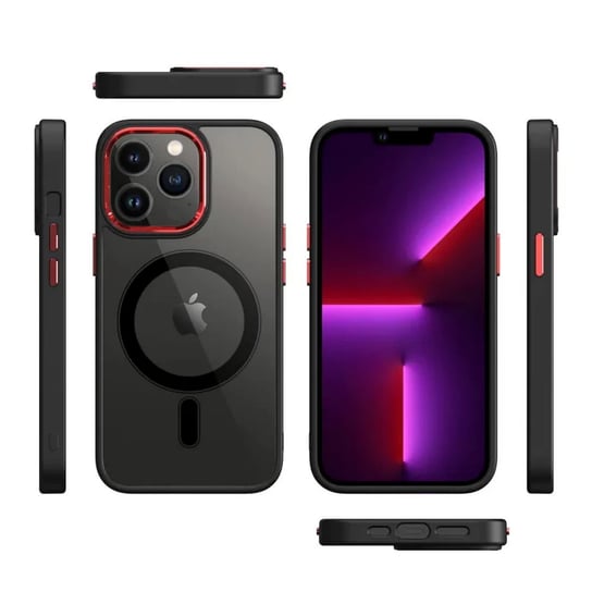 D-Pro Metal Camera Hybrid Magsafe Case Etui Magnetyczne Iphone 15 Pro (Black/Red) D-pro