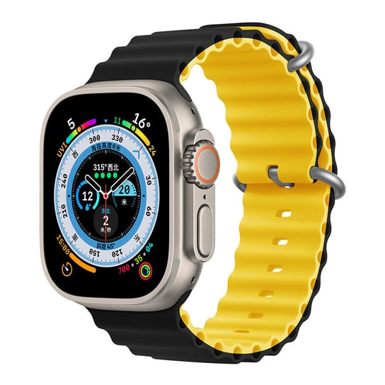 D-Pro Ocean Loop pasek opaska do Apple Watch 4/5/6/7/8/SE/Ultra 42/44/45/49mm (Black/Yellow) D-pro