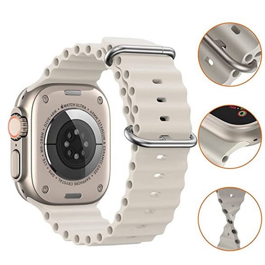 D-Pro Ocean Loop pasek opaska do Apple Watch 4/5/6/7/8/SE/Ultra 42/44/45/49mm (Cream) D-pro