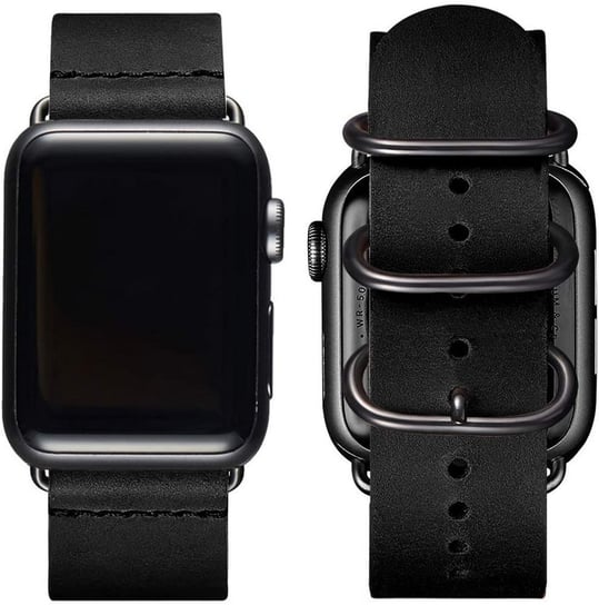 D-Pro Vintage Retro Leather Strap skórzany pasek do Apple Watch 1/2/3/4/5/6/7/SE 38/40/41mm (Black) D-pro