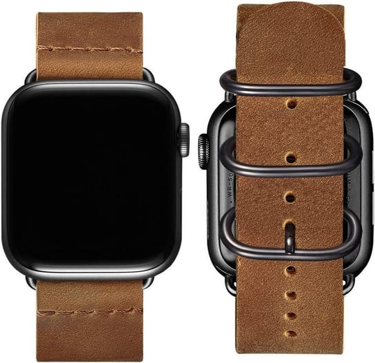 D-Pro Vintage Retro Leather Strap skórzany pasek do Apple Watch 1/2/3/4/5/6/7/SE 38/40/41mm (Light Brown) D-pro