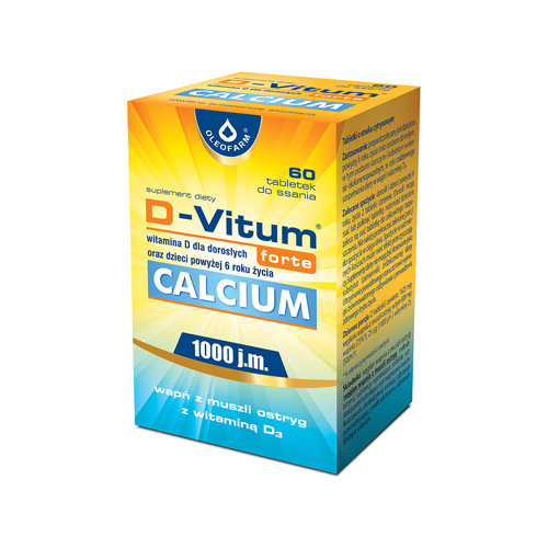 D-Vitum forte Calcium, suplement diety, 60 tabletek D-vitum