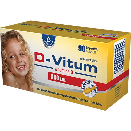 D-Vitum Witamina D 800 j.m., suplement diety, 90 kapsułek twist-off Oleofarm