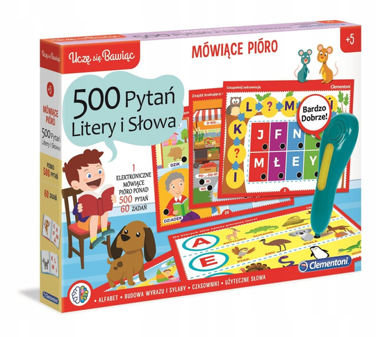 GRA PLANSZOWA EDUKACYJNA MOWIACE PIORO 500 PYTAN PLANSZOWKA DLA DZIECI ...