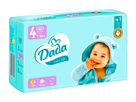 Dada Extra Soft, Pieluchy, 4 (7-16Kg), 50 szt. Dada