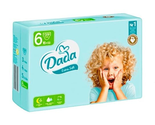 Dada Extra Soft, Pieluchy, 6 (>16Kg), 39szt. Dada