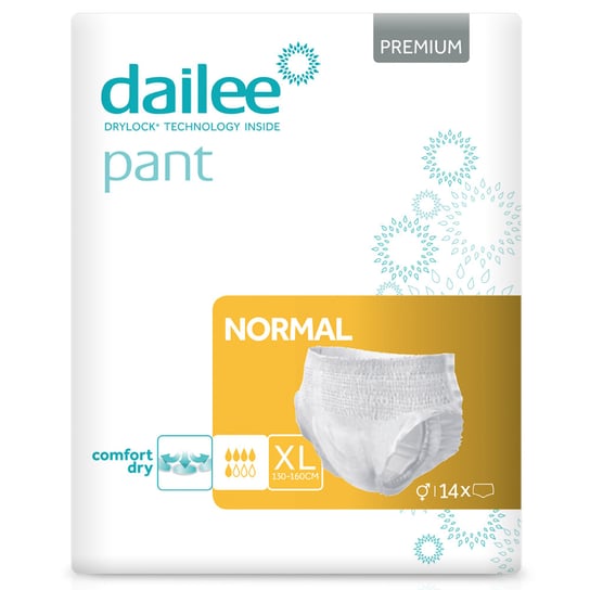Dailee Pants Normal XL, 90x Majtki Chłonne Rozmiar XL, 6 Paczek po 15 Pieluchomajtki, Superchłonne pieluchy dla dorosłych, 90 szt Dailee