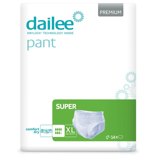 Dailee Pants Super XL, 90x Majtki Chłonne Rozmiar XL, 6 Paczek po 15 Pieluchomajtki, Superchłonne pieluchy dla dorosłych, 90 szt Dailee