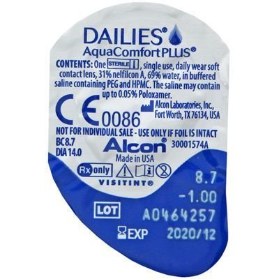 Dailies, AquaComfort Plus, Soczewki jednodniowe -1.00 krzywizna 8,7, 1 szt. Dailies