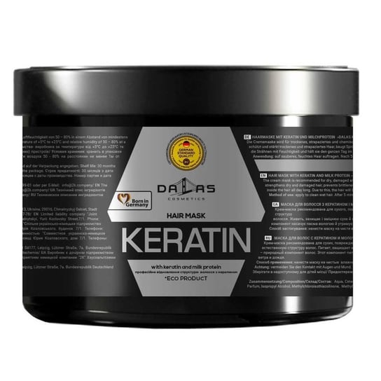 Dalas Keratin, Maska Do Włosów Suchych I Zniszczonych, 500g dalas