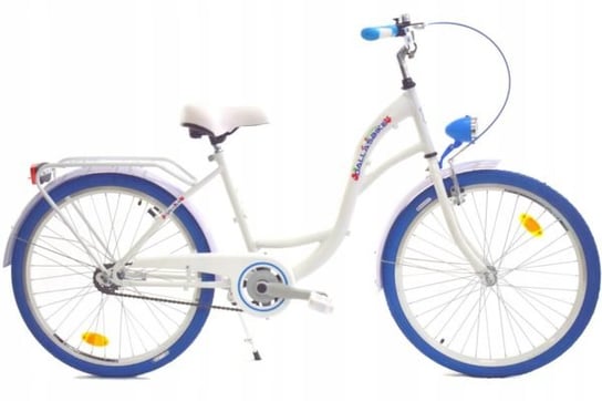 Dallas Bike, Rower dla dzieci, City Junior 24", biały z niebieskim 2021, dziewczęcy DALLAS BIKE