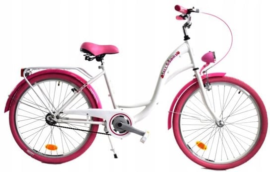 Dallas Bike, Rower dla dzieci, City Junor 24", biały z różem 2021, dziewczęcy DALLAS BIKE