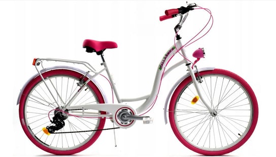 Dallas Bike, Rower miejski, City 26", biały z różem, damski DALLAS BIKE
