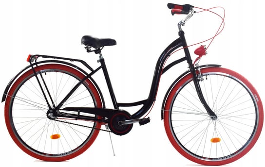 Dallas Bike, Rower miejski, City 26", czarny z czerwonym, damski DALLAS BIKE