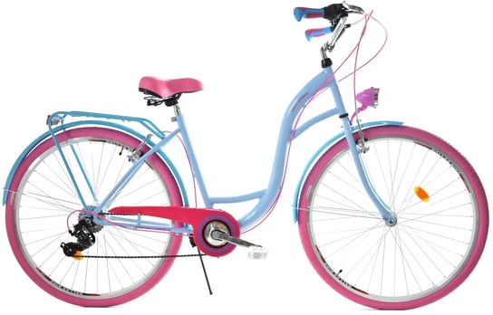 Dallas Bike, Rower miejski, City 26", niebieski z różem, damski DALLAS BIKE