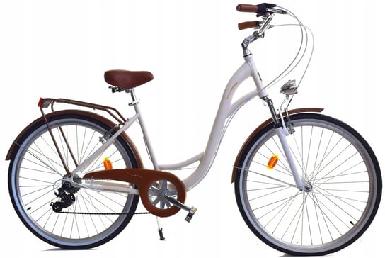 Dallas Bike, Rower miejski, City Alu 28", biały z brązem, damski DALLAS BIKE