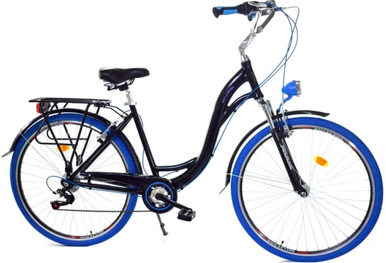 Dallas Bike, Rower miejski, City Alu 28", czarny z niebieskim, damski DALLAS BIKE