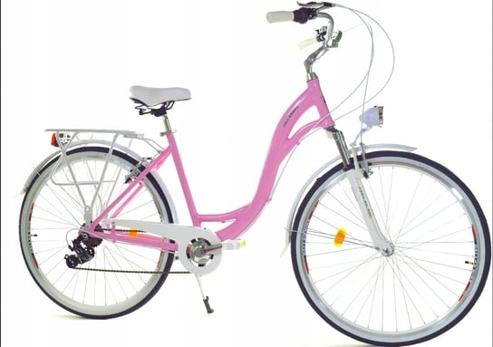 Dallas Bike, Rower miejski, City Alu 28", różowy z białym, damski DALLAS BIKE