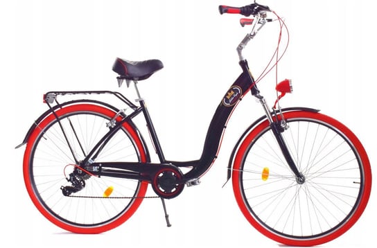 Dallas Bike, Rower miejski, City Alu GE 28", czarny z czerwonym, damski DALLAS BIKE
