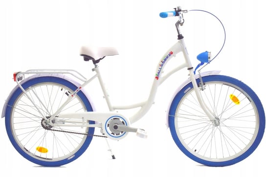 Dallas Bike, Rower miejski, City Junior 24", biały z niebieskim, damski DALLAS BIKE