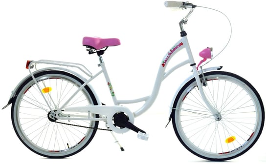 Dallas Bike, Rower miejski, City Junior 24", biały z różem, damski DALLAS BIKE