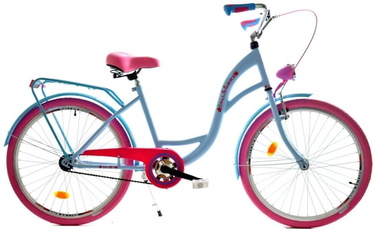 Dallas Bike, Rower miejski, City Junior 24", niebieski z różem, damski DALLAS BIKE
