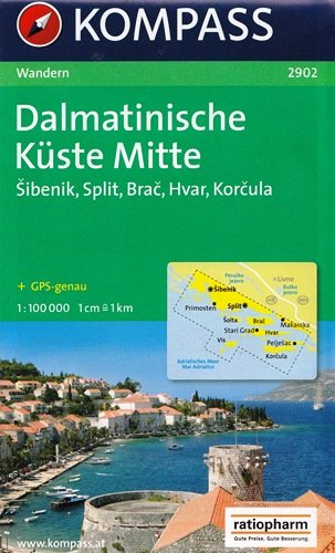 Dalmatinische, Kuste Mitte. Mapa 1:100 000 Kompass