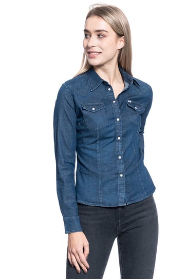 Damska Koszula Jeansowa Lee Slim Western Shirt Washed Blue L45Rfwlr-Xs LEE