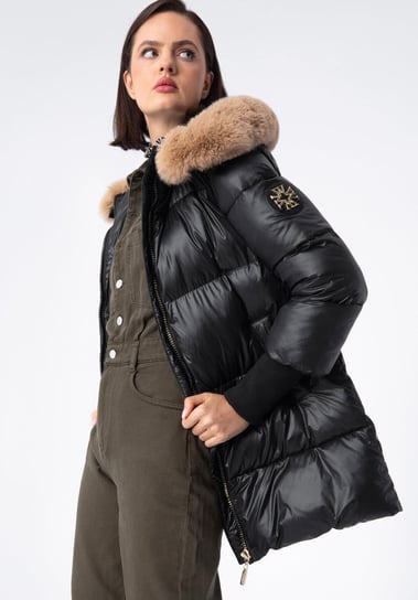 Damska kurtka pikowana z nylonu z kapturem czarna S WITTCHEN