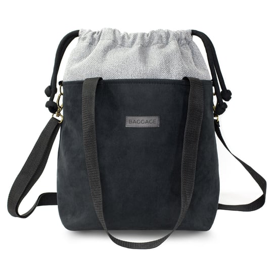 Damska torebka A4 lub A5 - Materiałowa torba na ramię z wewnętrzną kieszonką jako torba na zakupy beżowe czarno – szary Amazinggirl