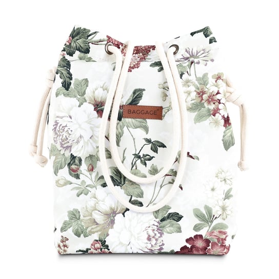 Damska torebka A4 lub A5 - Materiałowa torba na ramię z wewnętrzną kieszonką jako torba na zakupy beżowe kwiaty Amazinggirl