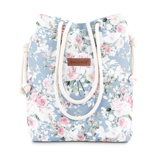 Damska torebka A4 lub A5 - Materiałowa torba na ramię z wewnętrzną kieszonką jako torba na zakupy kwiaty szara Amazinggirl