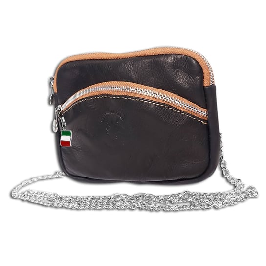Damska torebka na ramię Florence z prawdziwej skóry, torebka wieczorowa, czarna torebka na łańcuszku OTF115S Florence