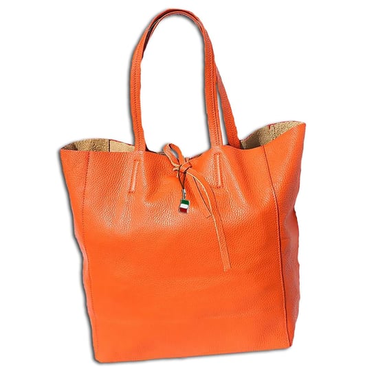 Damska torebka typu shopper Florence z prawdziwej skóry, pomarańczowa 30x35x15 cm OTF112O Florence