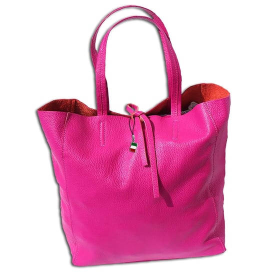 Damska torebka typu shopper Florence z prawdziwej skóry, różowa, 30x35x15 cm OTF112P Florence