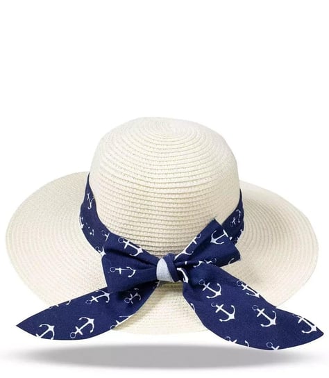 Damski kapelusz słomkowy z kokardą marynarski styl Agrafka