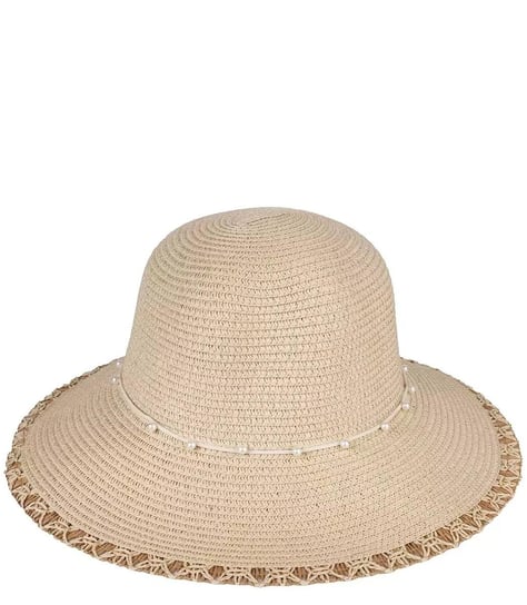 Damski kapelusz słomkowy z rzemykiem z perełkami Agrafka