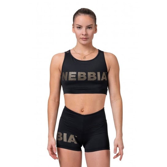 Damski mini top Nebbia Gold Mesh 830, Czarny, S Nebbia